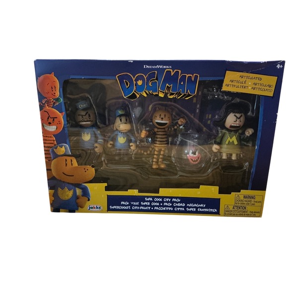 Jakks Pacific Other - Dog Man Movie Action Figures Supa Cool City Playset Dog Man Petey mayor Chief